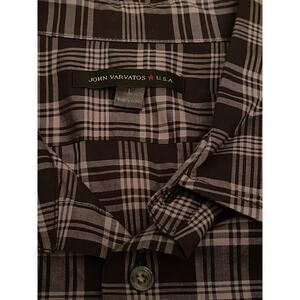 John Varvatos star USA Button-Up Shirt XL black plaid long Sleeve